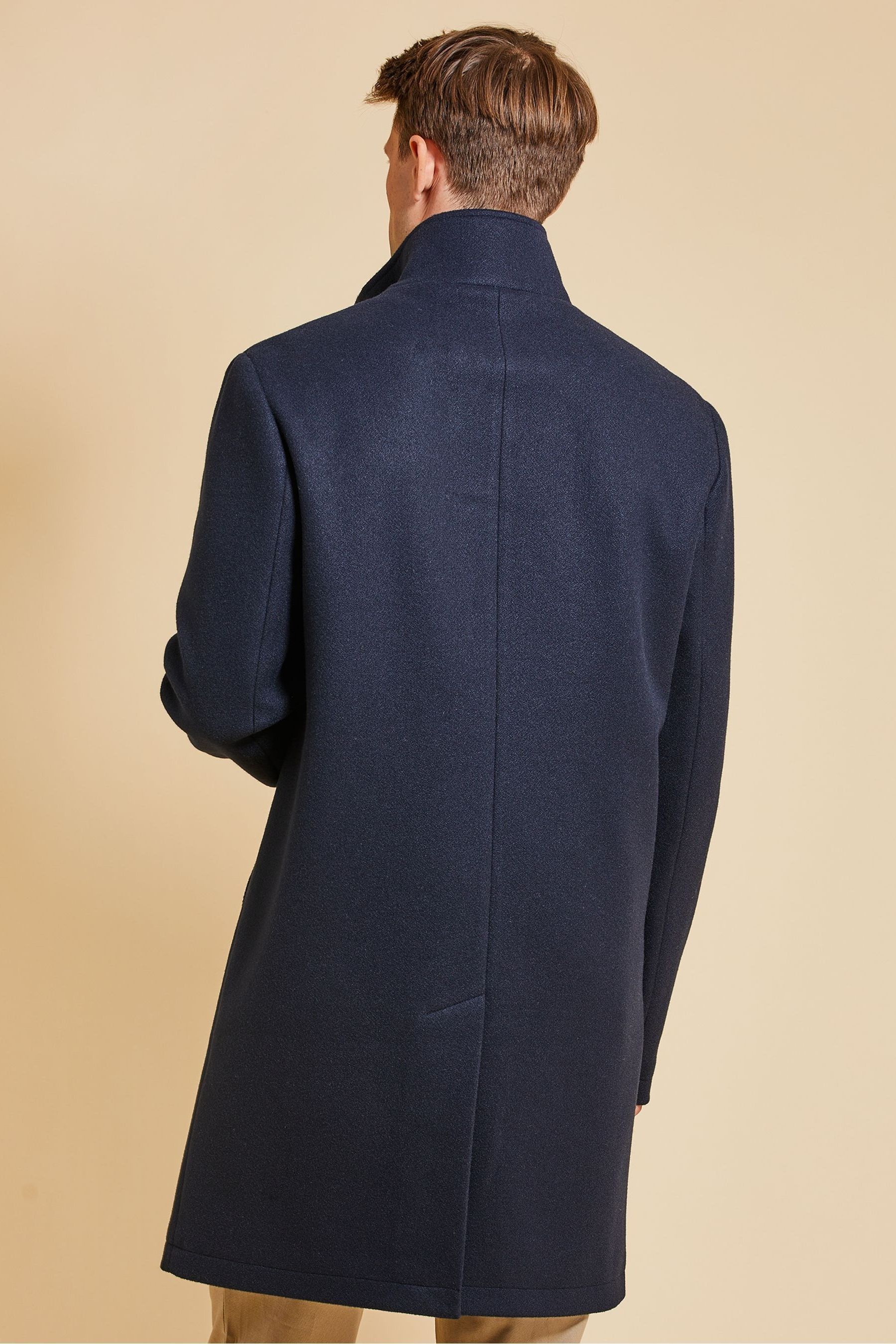 Buy Threadbare Navy Luxe Funnel Neck Coat with Mock Layer from Next Oman