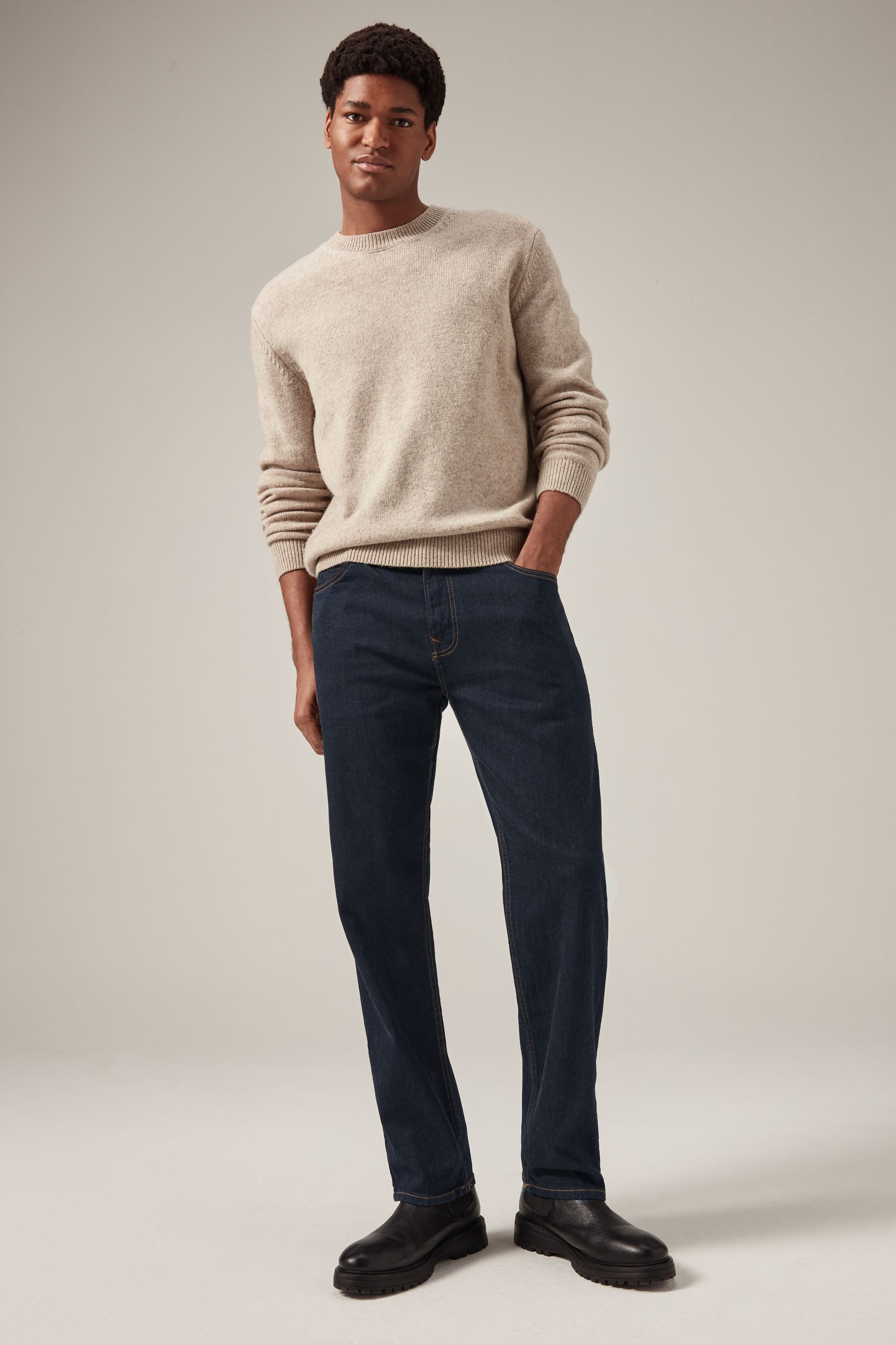 Indigo Rinse Straight Classic Stretch Jeans