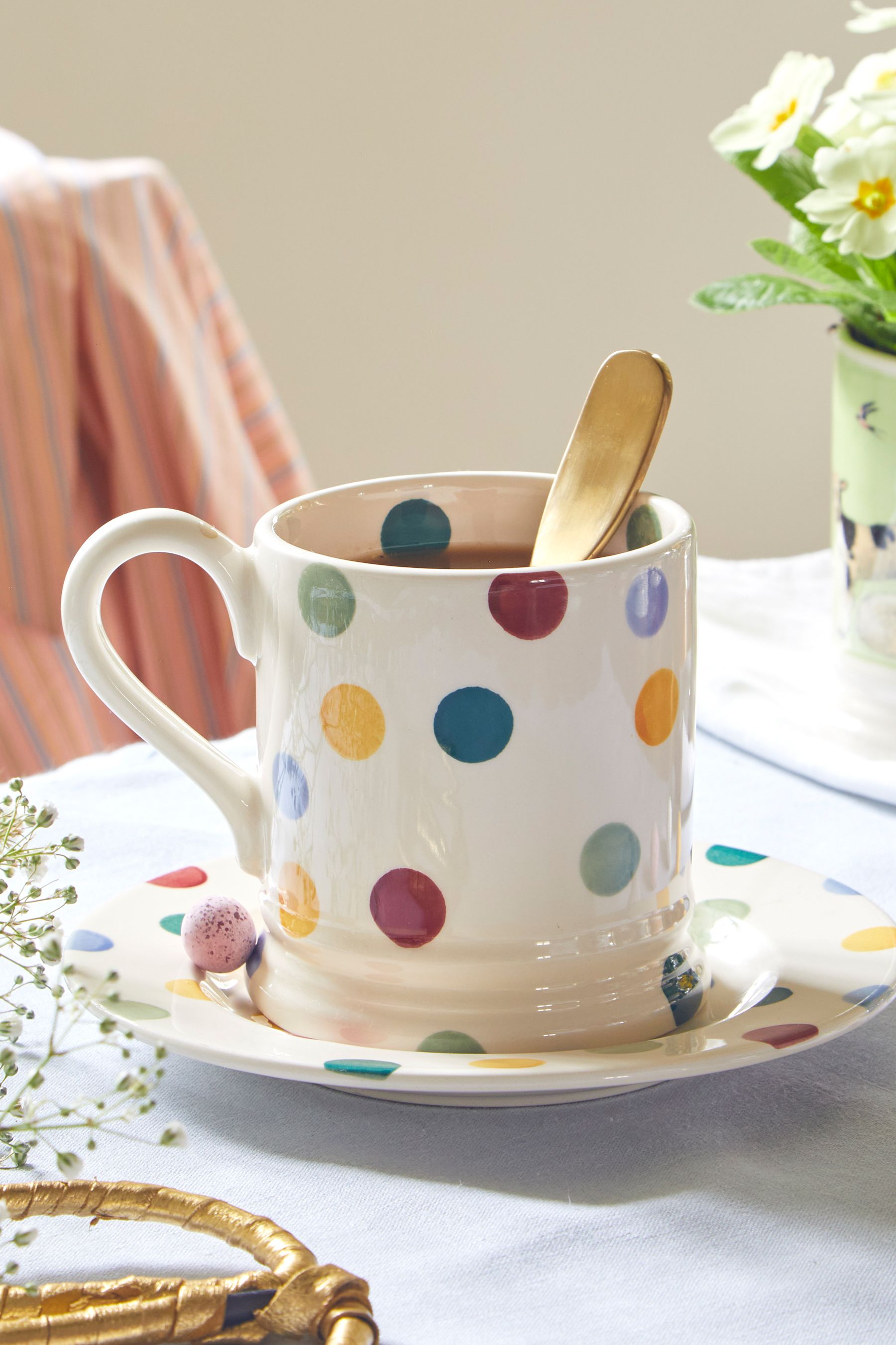 Emma Bridgewater Cream Polka Dot Half Pint Mug