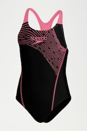 Speedo Girls Medley Logo Medalist Black Swimsuit - Image 1 of 4