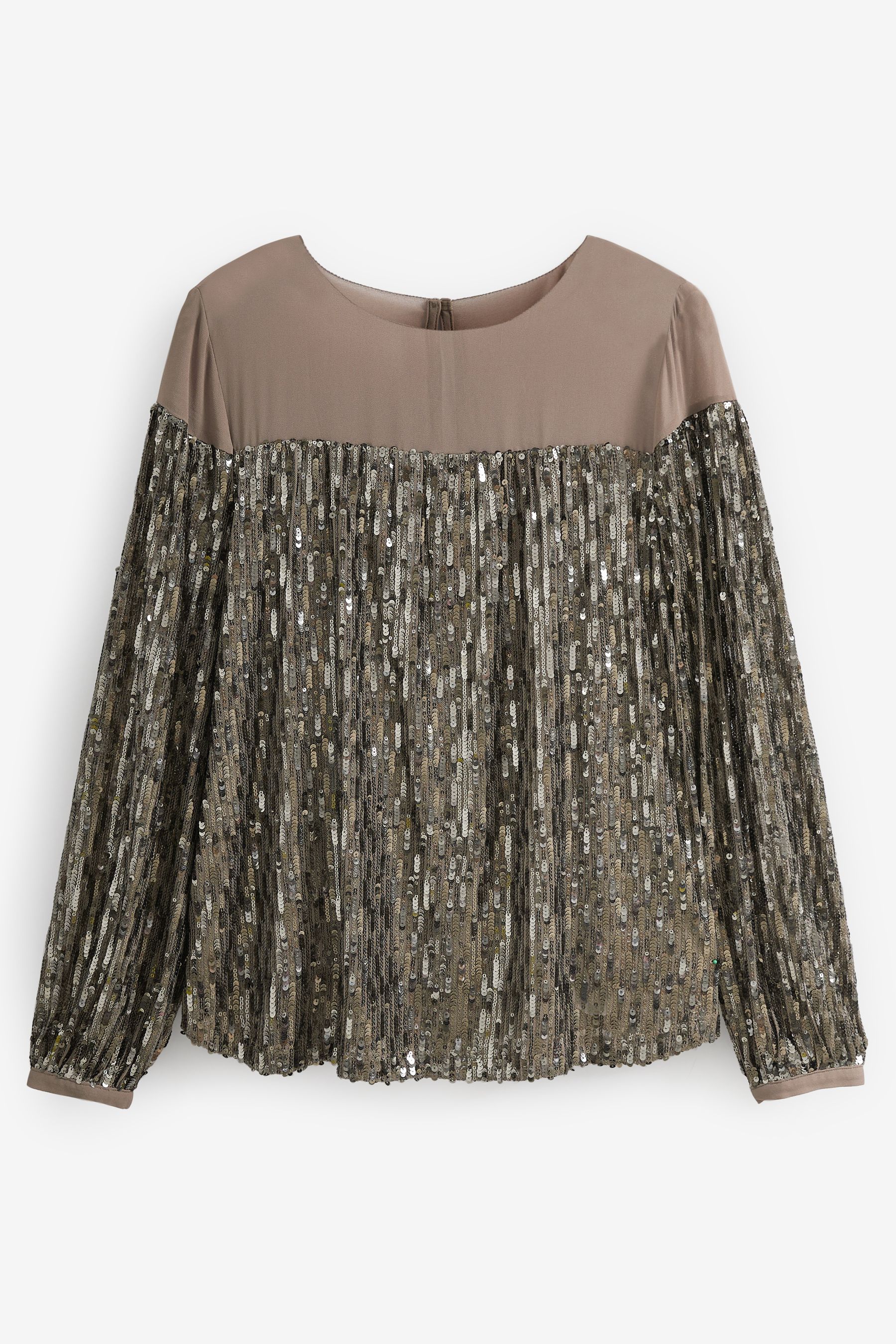 Buy Gold Long Sleeve Sequin Sparkle Top from Next Luxembourg