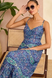 Love & Roses Blue Paisley Printed Maxi Beach Dress - Image 3 of 4