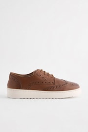 Tan Brown Wide Fit (G) Leather Lace Up Brogue Shoes - Image 2 of 5