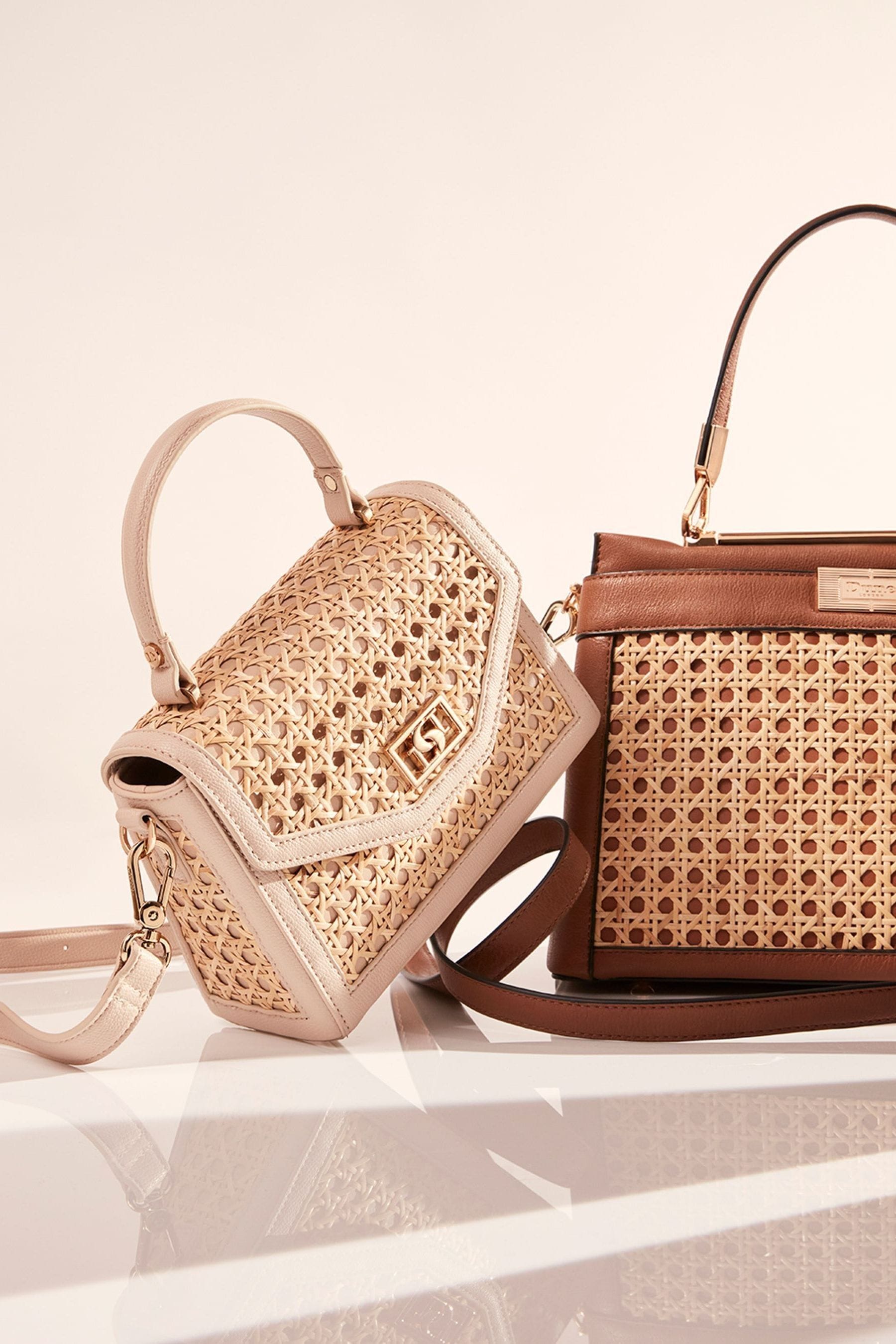 Dune London Pink Dinkydreamland Mini Rattan Bag