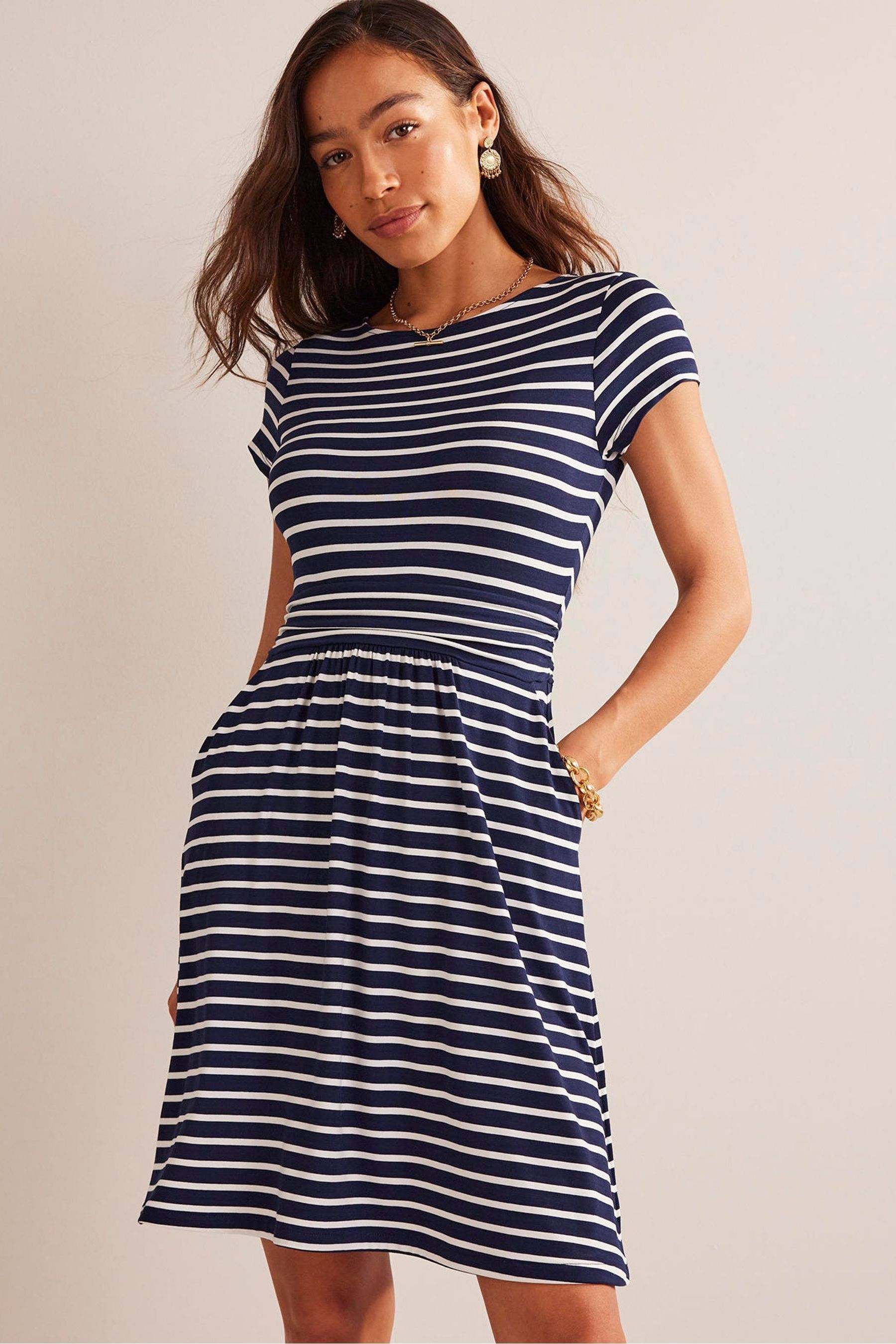 Boden Navy White Amelie Jersey Dress