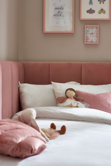 Soft Velvet Blush Marlowe Kids Upholstered Bed Frame