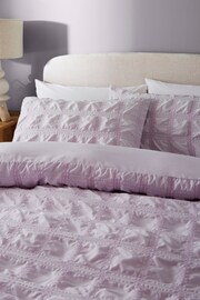 Lilac Purple Seersucker Supersoft Textured Duvet Cover and Pillowcase Set - Image 2 of 5