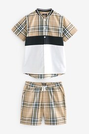 Tan/Ecru colour block Short Sleeves Colourblock Shirt and Shorts Set (3mths-12yrs) - Image 4 of 6