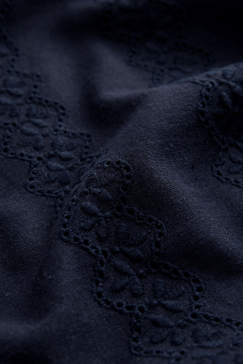 Navy Linen Blend Sleeveless Shift Dress - Image 4 of 4