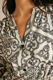 Black/White 100% Cotton Long Sleeve Dress - Image 5 of 8