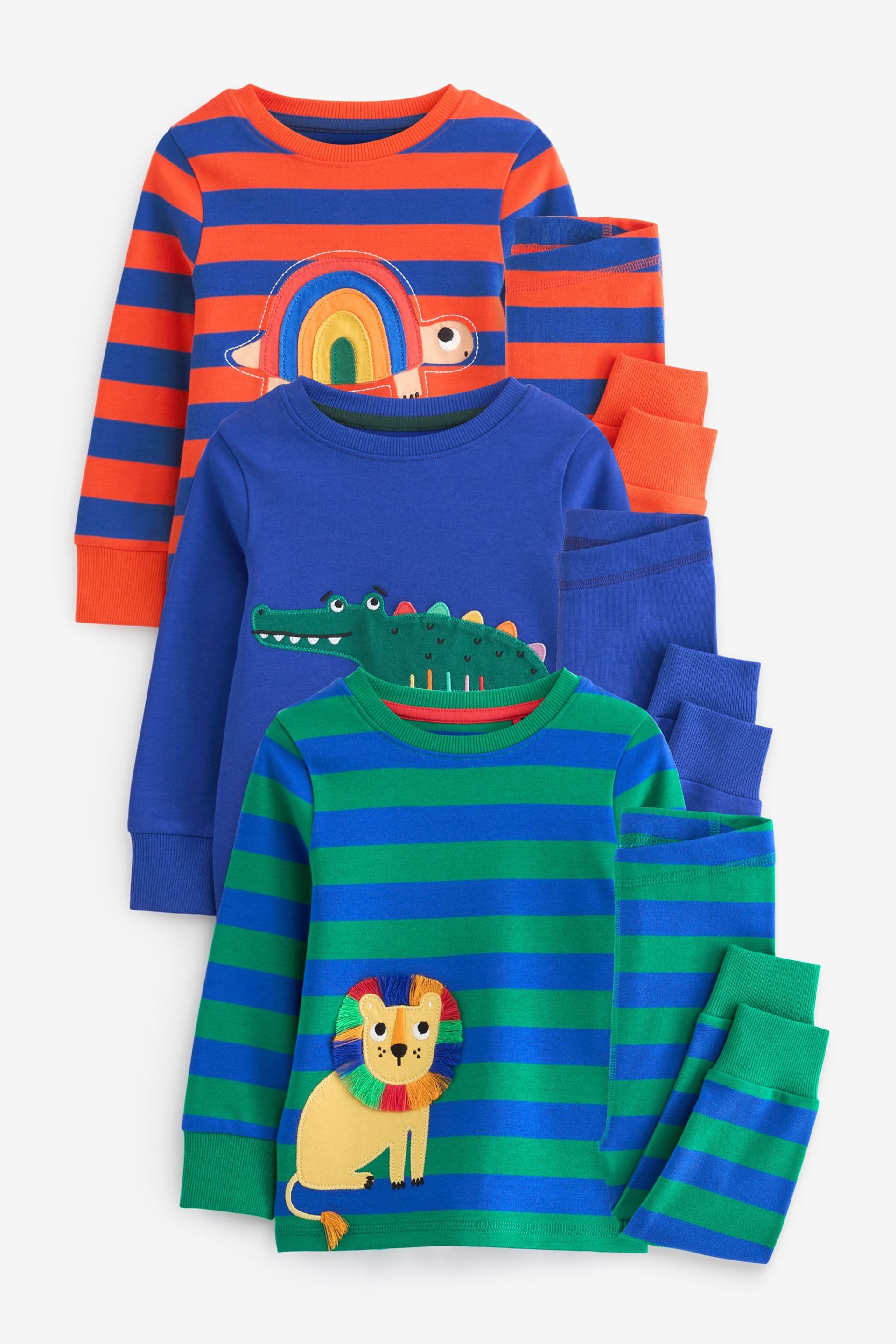 Multi Bright Animal Snuggle Pyjamas 3 Pack (9mths-8yrs) - Image 7 of 12