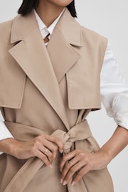 Reiss Neutral Everley Leather Double Breasted Gilet - Image 7 of 7