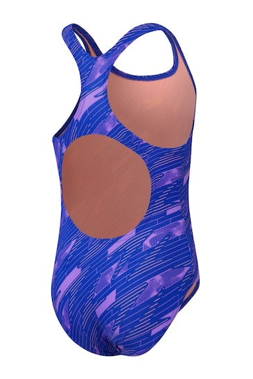Speedo Girls Blue HyperBoom Allover Medalist Swimsuit