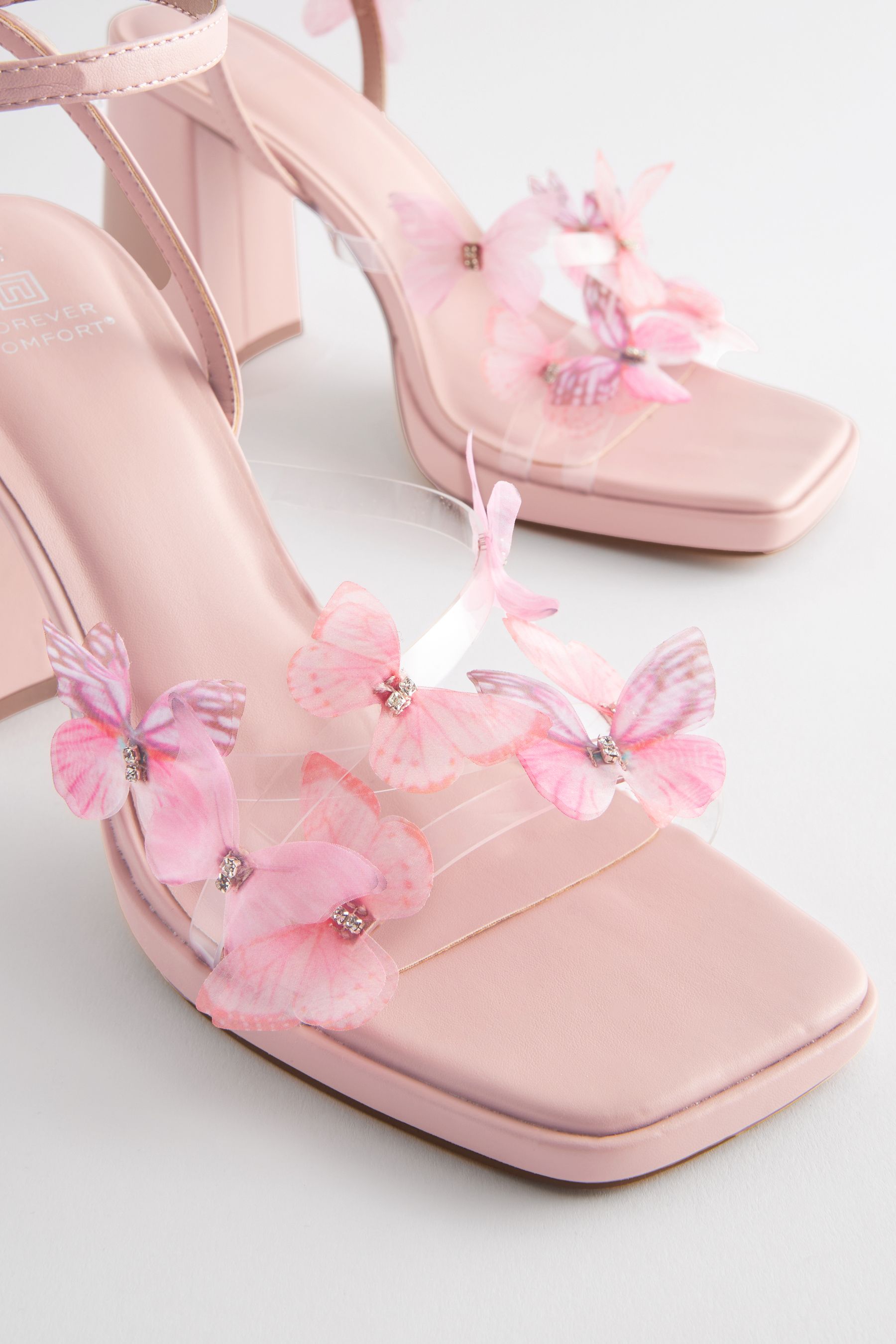 Buy Pink Forever Comfort Butterfly Block Heel Sandals from Next Luxembourg