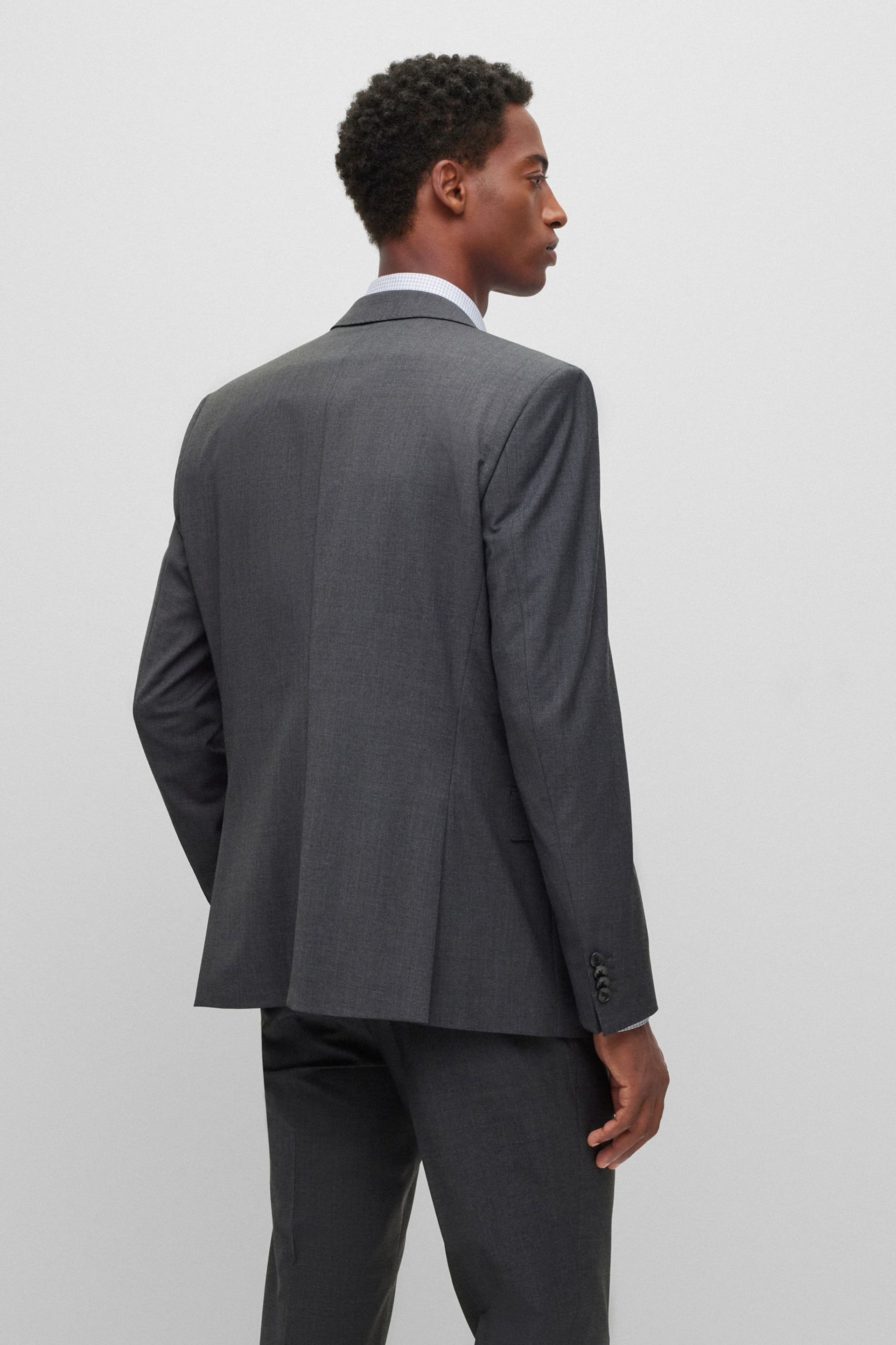 BOSS Grey Slim Fit Suit: Jacket - Image 3 of 6