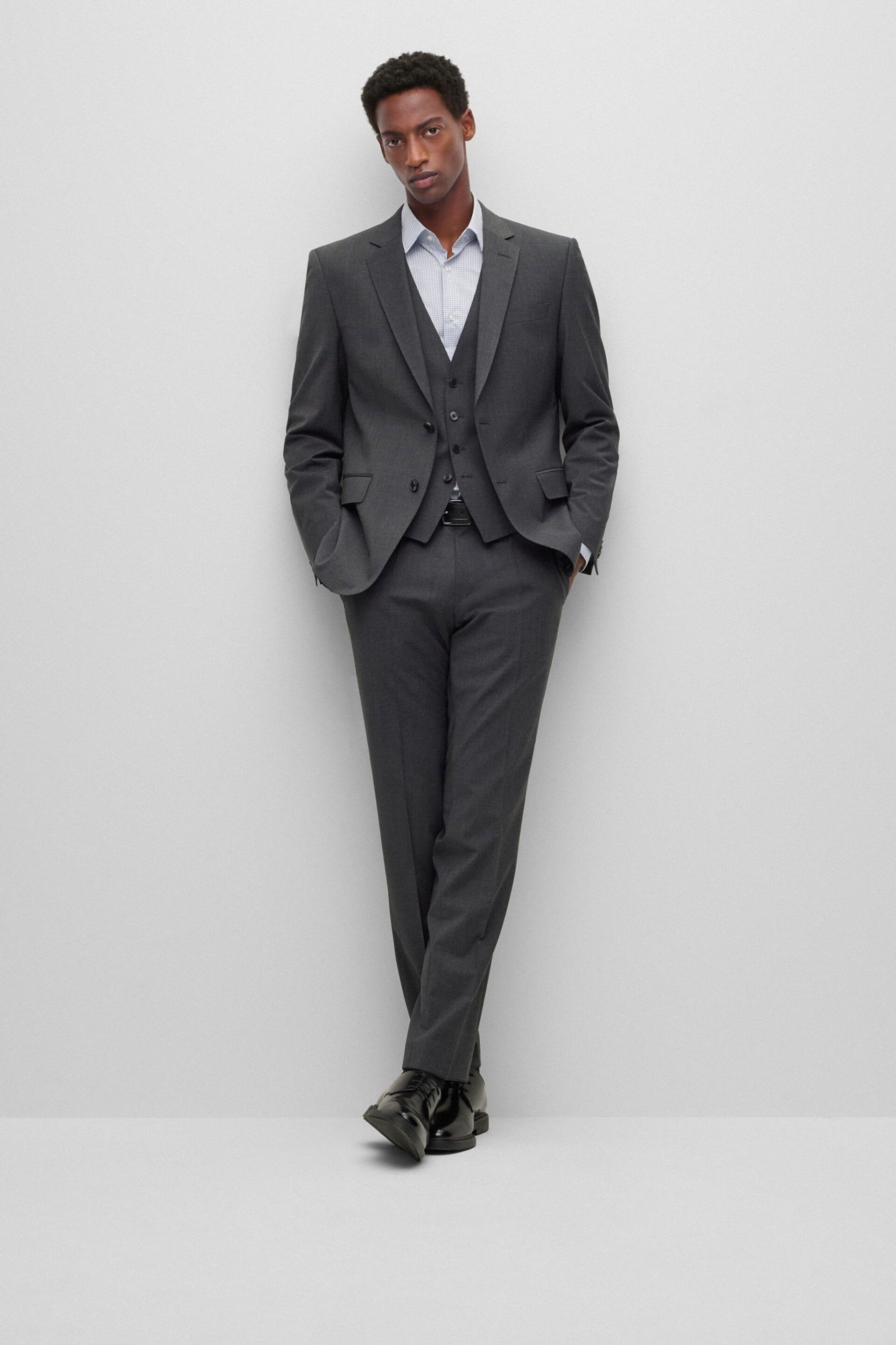 BOSS Grey Slim Fit Suit: Jacket - Image 7 of 7