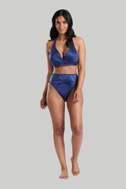 South Beach Navy Twist Bikni Top And High Waist Briefs - Image 1 of 6