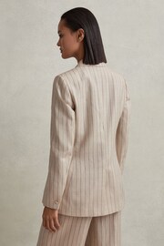 Reiss Neutral Odette Wool Blend Striped Double Breasted Blazer - Image 4 of 6