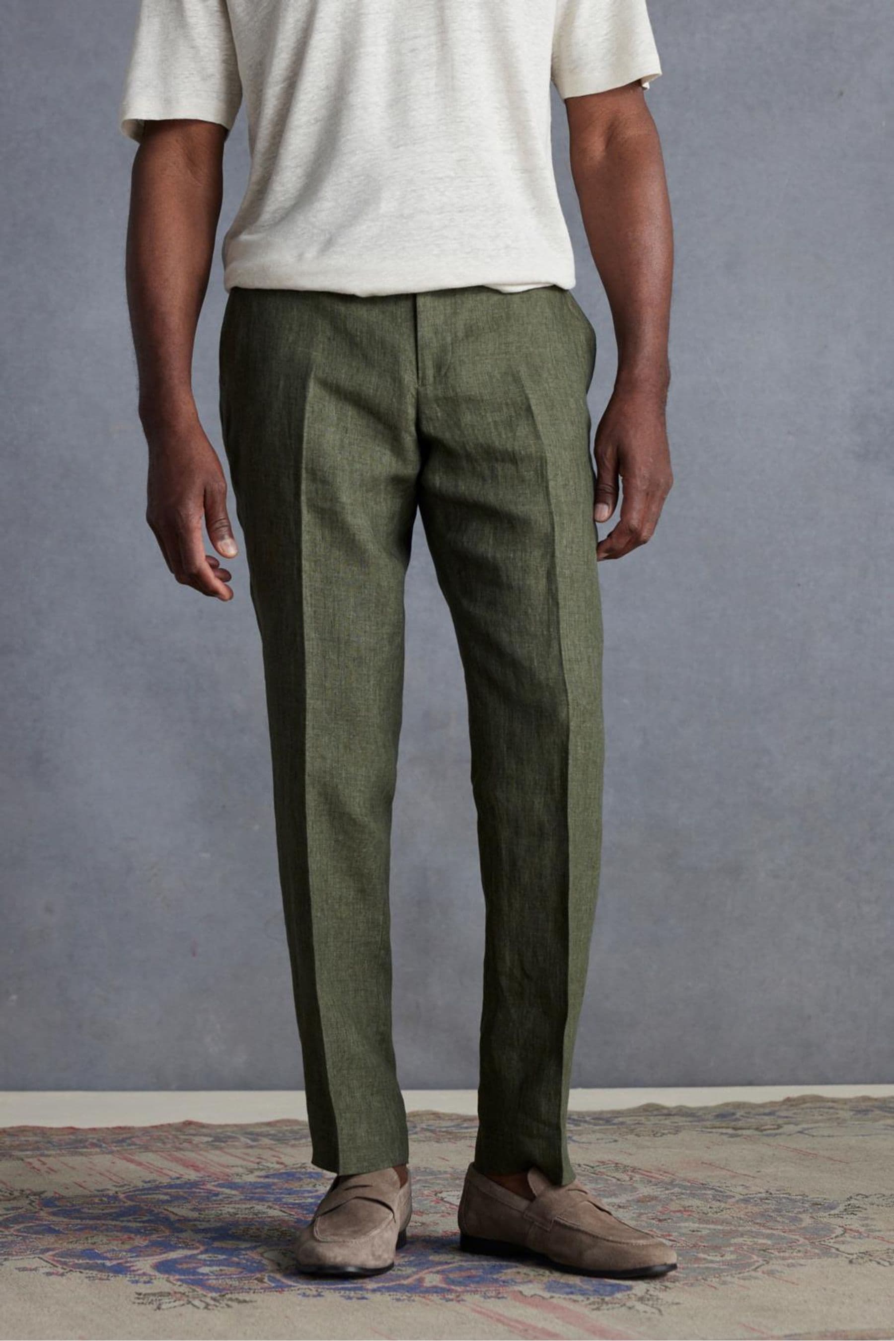 Mens pure linen trousers clearance