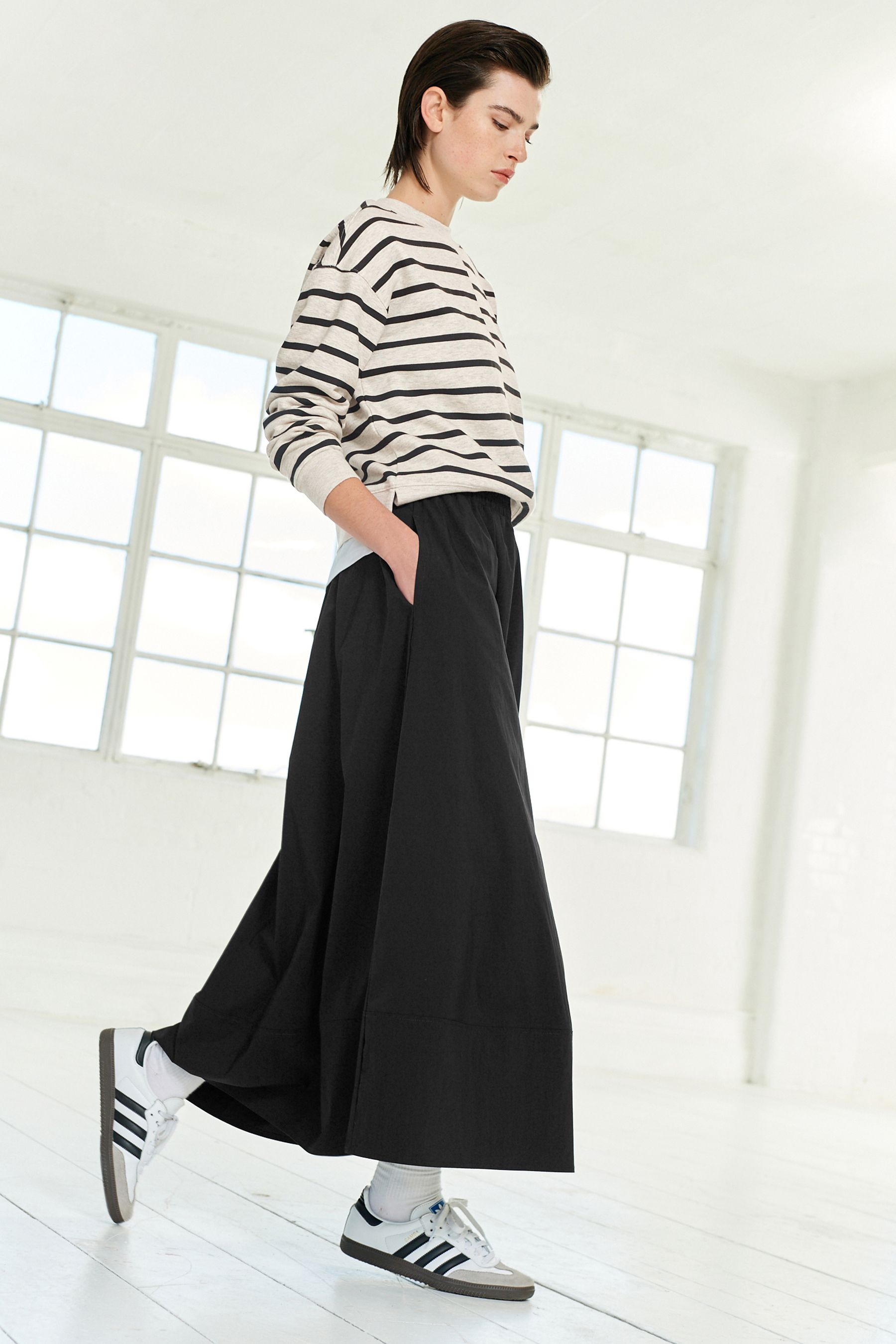 Buy Black Poplin Midi Shirred Waist Skirt from Next Canada