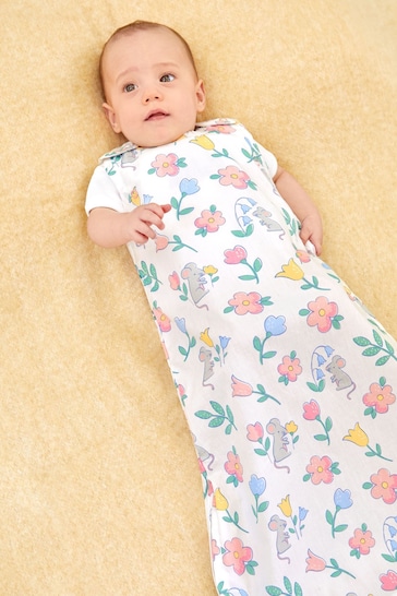 JoJo Maman Bébé Pink Mouse Floral Print 1 Tog Baby Sheet Sleeping Bag