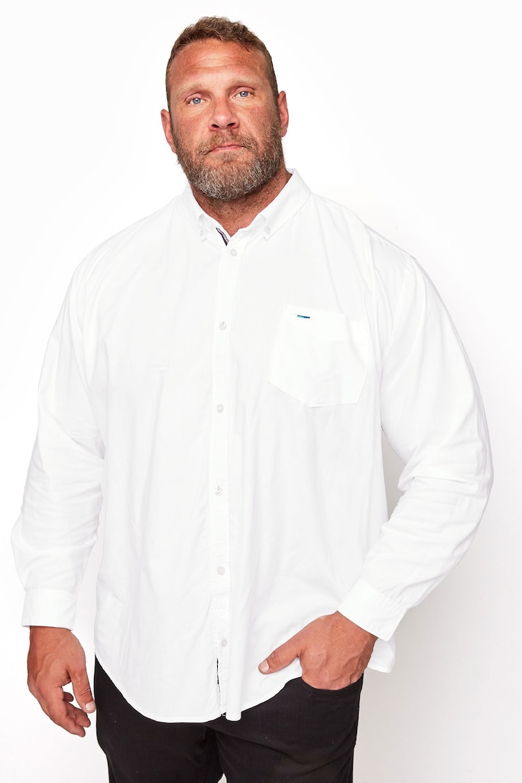 BadRhino Big & Tall White Long Sleeve 100% Cotton Oxford Shirt - Image 1 of 3