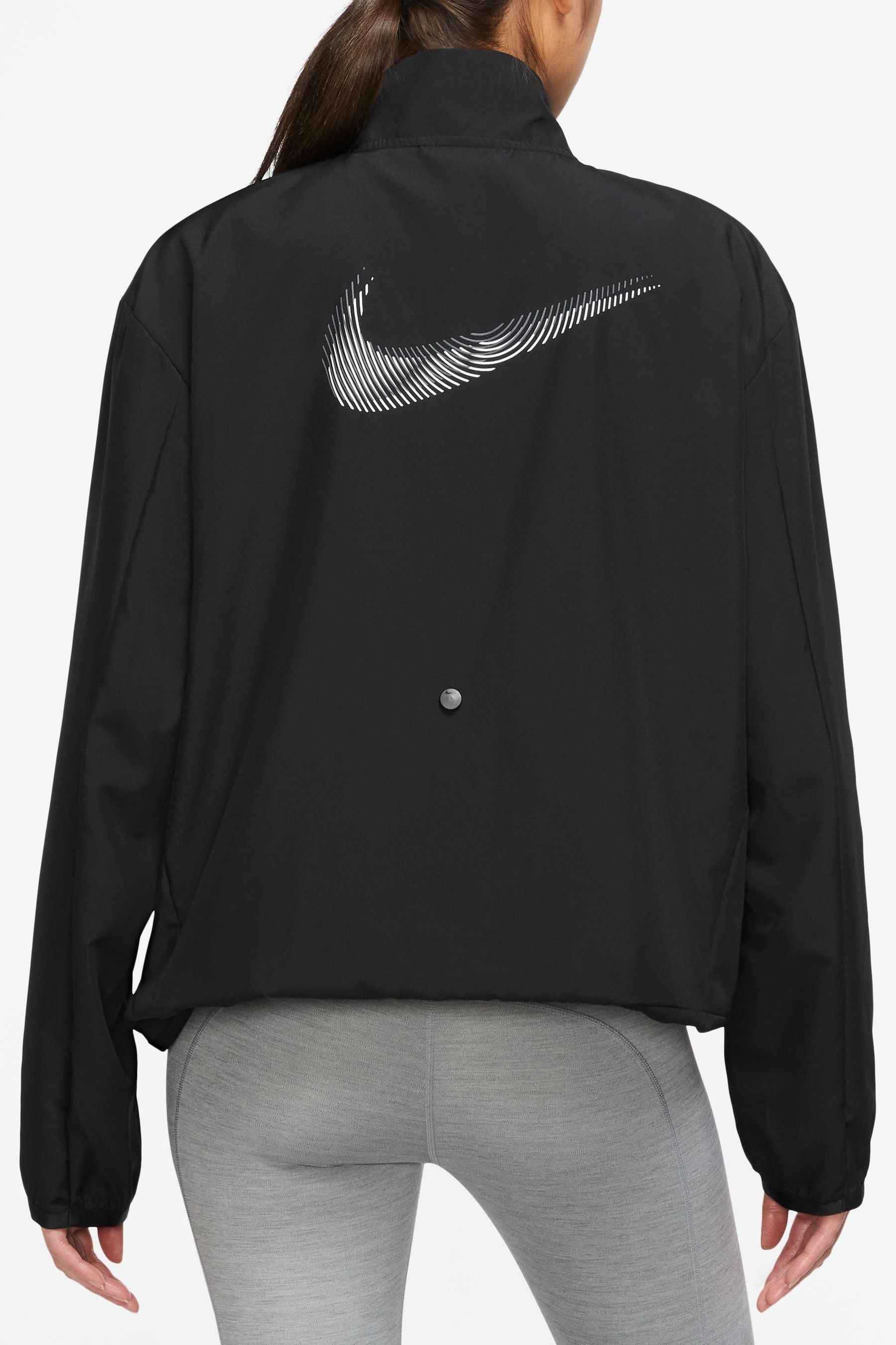 Nike running overhead jacket with swoosh logo in blac 2025