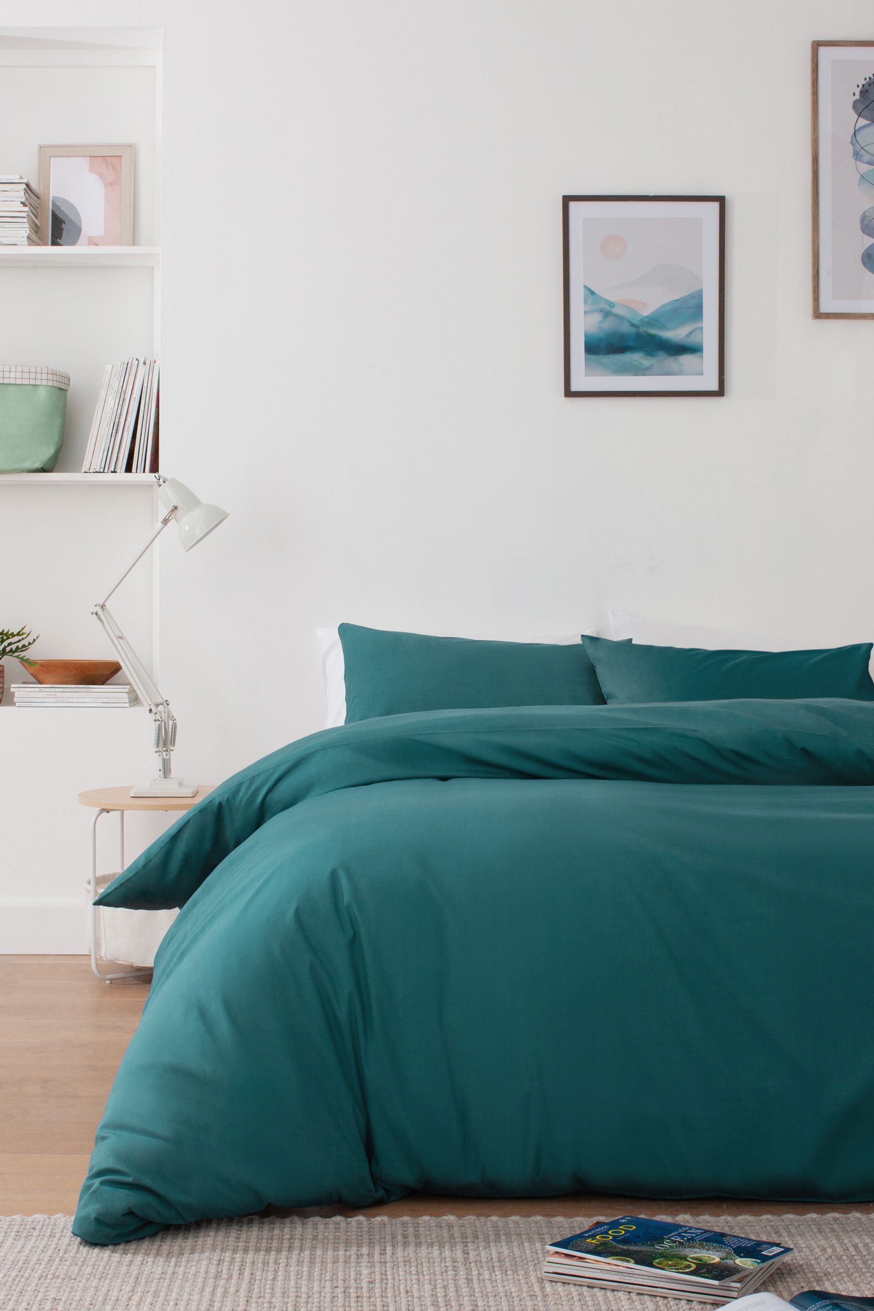 Buy Blue Dark Teal Cotton Rich Plain Duvet Cover and Pillowcase Set from Next Luxembourg