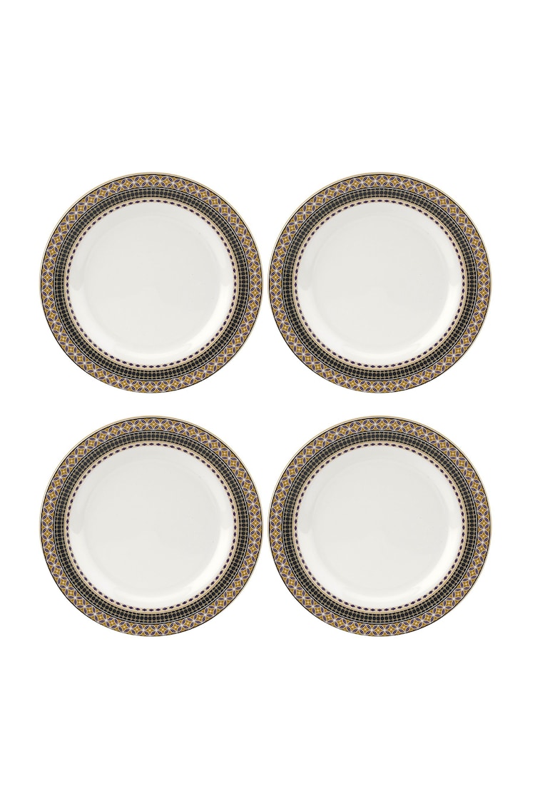 Portmeirion Set of 4 White Atrium Geo Dinner Plates - Image 2 of 4