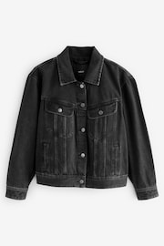 Black Oversized Denim Trucker 100% Cotton Jacket - Image 7 of 8