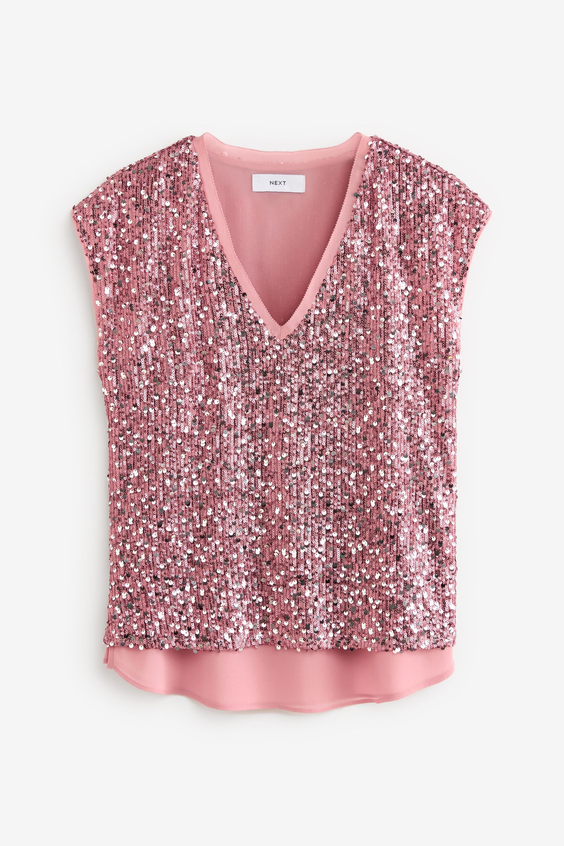 Buy Pink Sequin V Neck Top from Next France