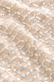 Cream Short Sleeve Sequin Dress - Image 7 of 7