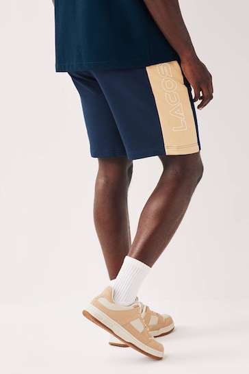 Lacoste Navy Colourblock Fleece Jogger Shorts