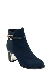 Lotus Navy Blue Heeled Ankle Boots - Image 1 of 4