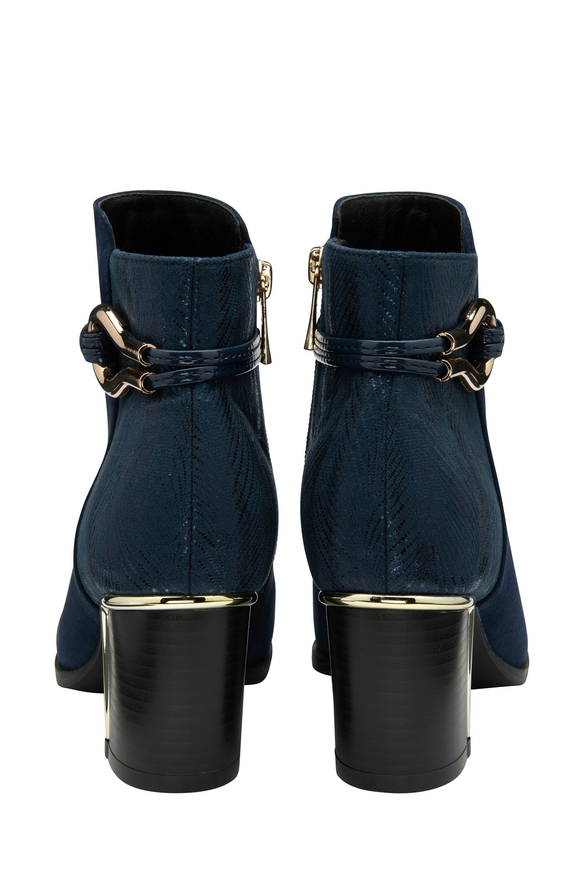 Lotus Navy Blue Heeled Ankle Boots - Image 3 of 4