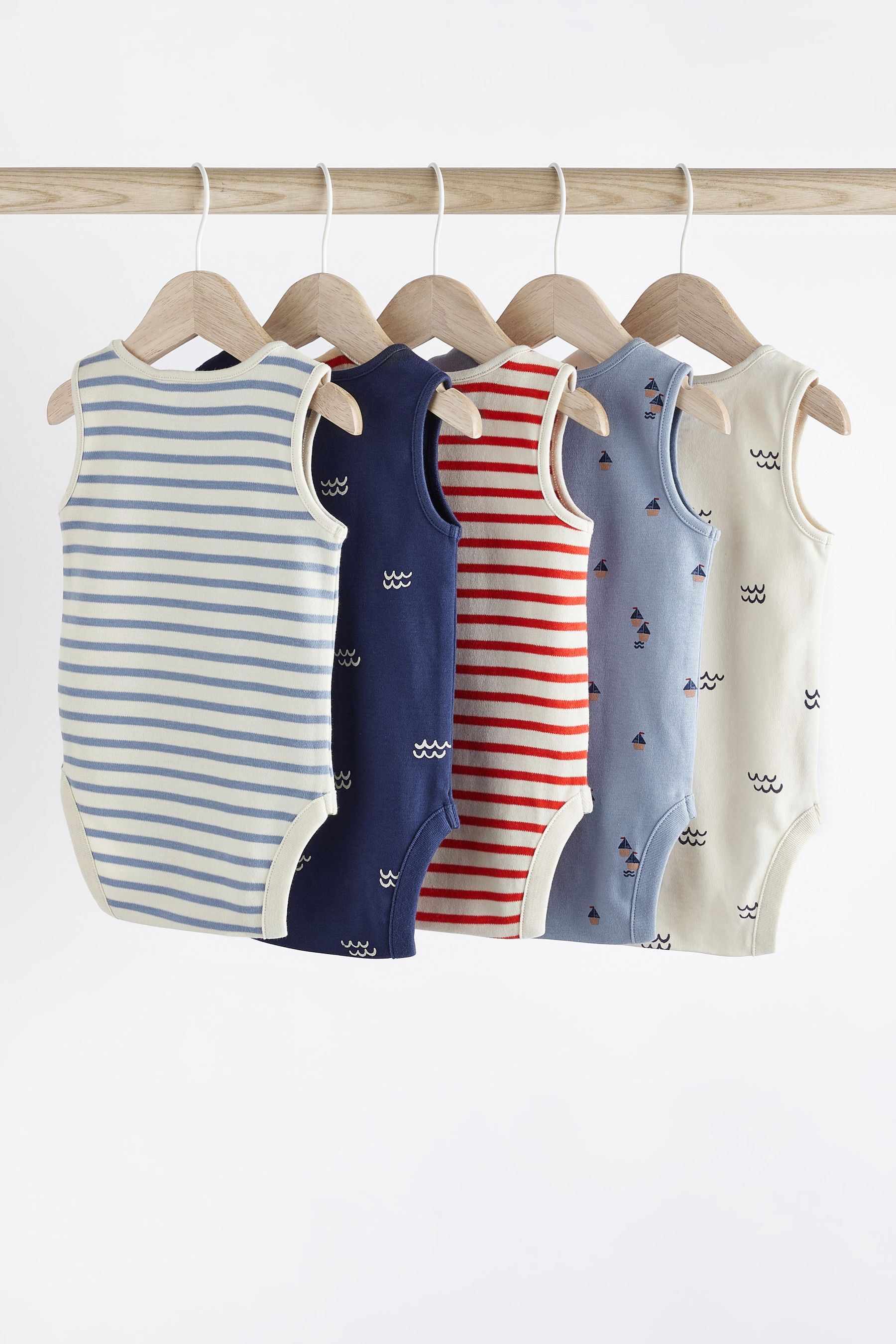 Buy Red Navy Nautical Baby Bodysuits 5 Pack from Next Luxembourg