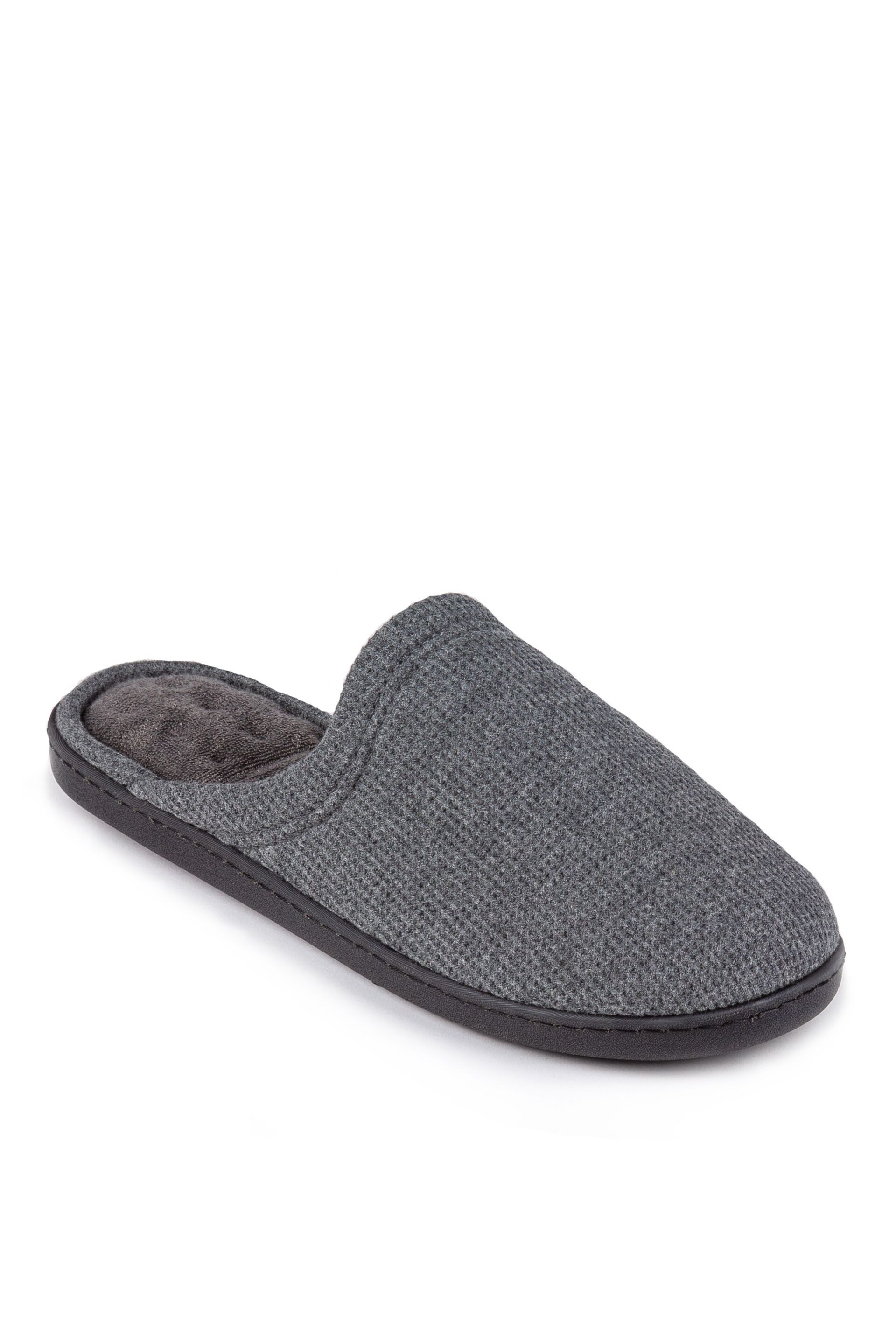 Totes Grey Mens Waffle Mule Slippers - Image 3 of 5