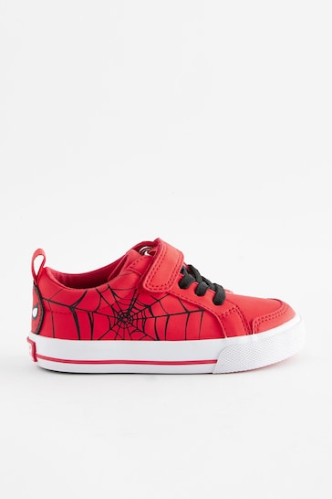 Red Wide Fit (G) Spiderman Touch Fastening Elastic Lace Trainers