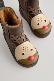 Brown Reindeer Warm Lined Ankle Wellies - Image 3 of 5