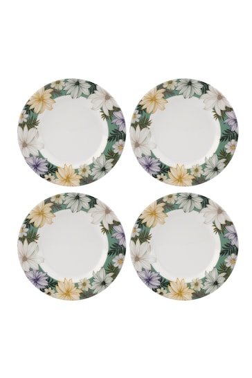 Portmeirion Set of 4 White Atrium Floral Side Plates