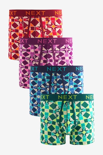 Tile Print Geo 4 pack A-Front Boxers
