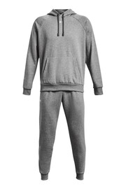 Under Armour Grey/White Under Armour Rival Fleece Tracksuit - Image 3 of 6