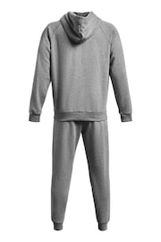 Under Armour Grey/White Under Armour Rival Fleece Tracksuit - Image 4 of 6