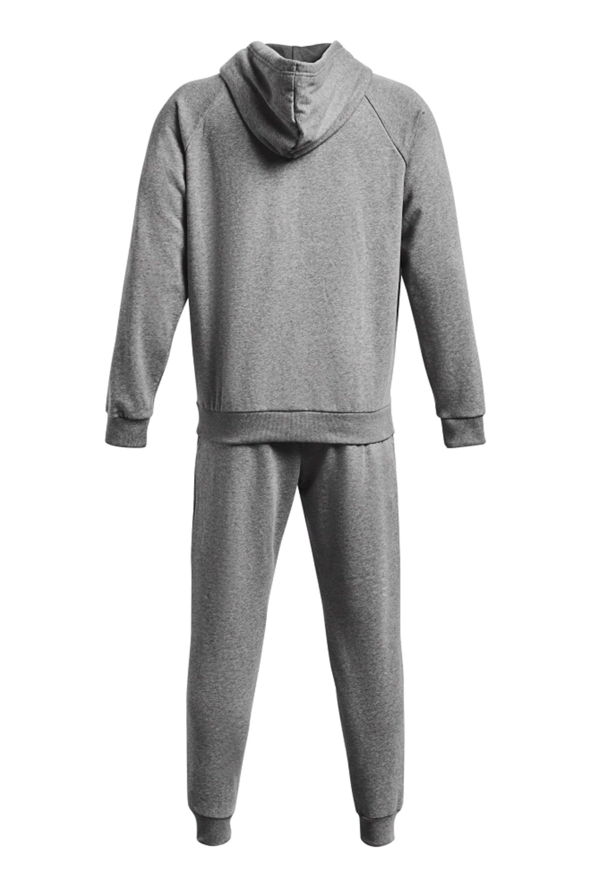 Under Armour Grey/White Under Armour Rival Fleece Tracksuit - Image 4 of 6