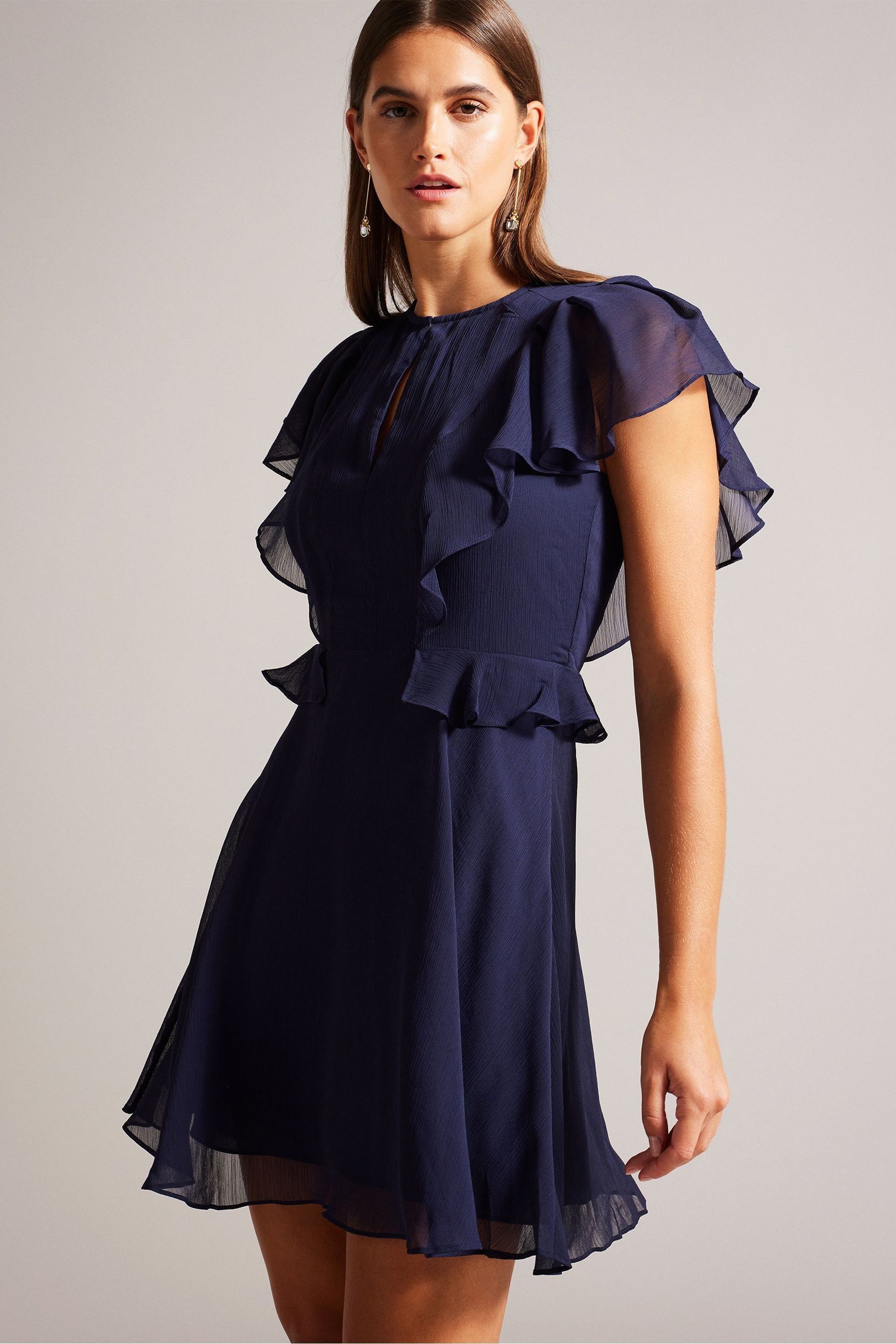 Ted baker navy peplum dress new arrivals
