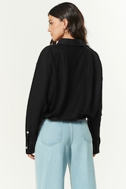 Black Relaxed Fit Drawstring Hem Shirt - Image 3 of 6