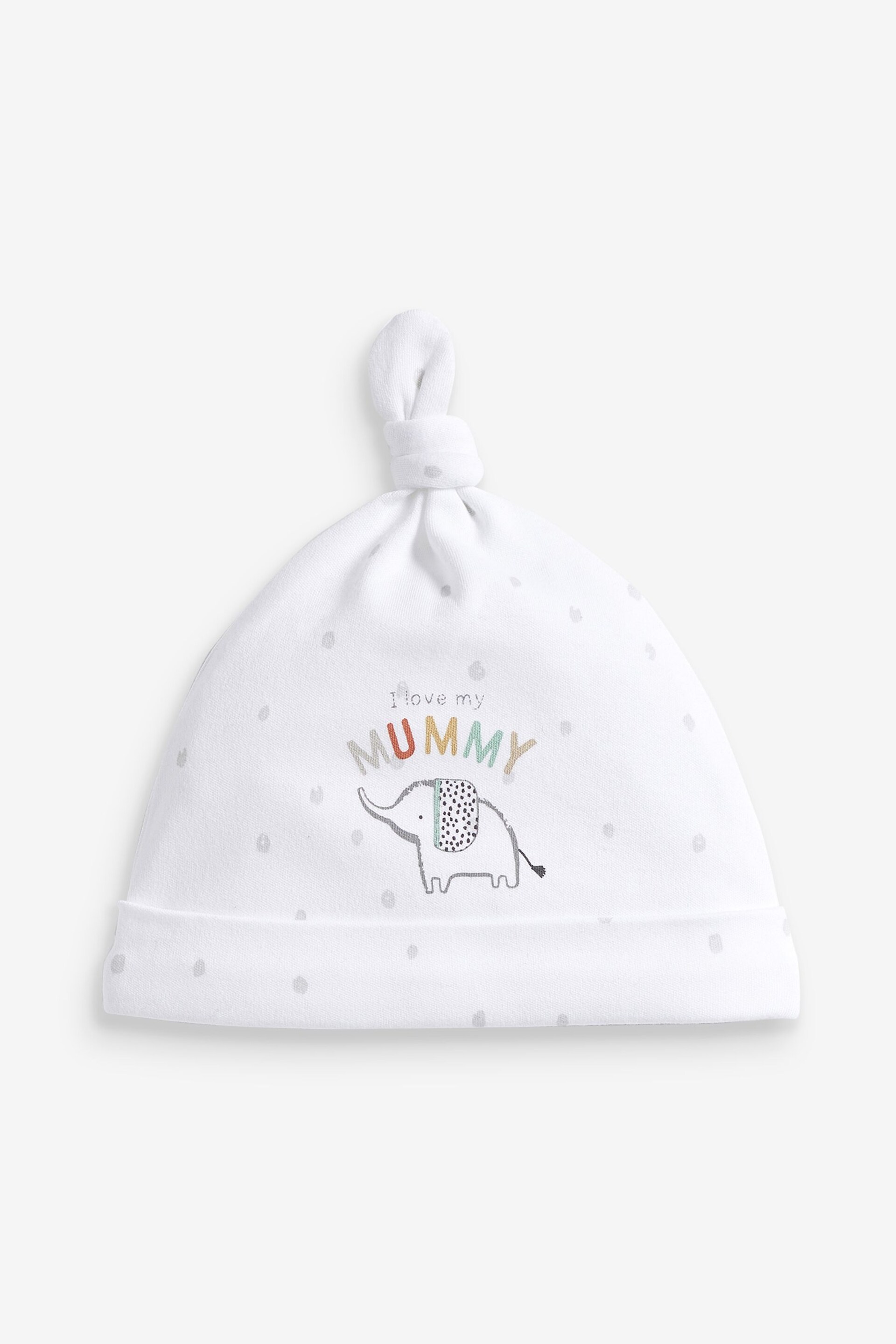 Mummy Elephant Tie Top Baby Hats 2 Packs (0-6mths) - Image 2 of 3