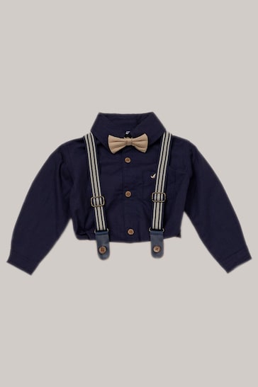 Little Gent Baby Mock Shirt Bodysuit and Braces Cotton Dungarees