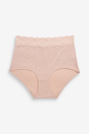 Grey Marl/Pink/Plum Full Brief Cotton and Lace Knickers 4 Pack - Image 2 of 5