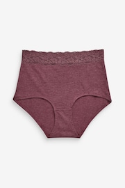 Grey Marl/Pink/Plum Full Brief Cotton and Lace Knickers 4 Pack - Image 4 of 5